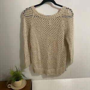Kenar Lightweight Zip Up Back Knitted Beige Sweater Size Large‎